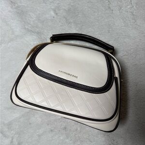 Cream and Black Crossbody Bag